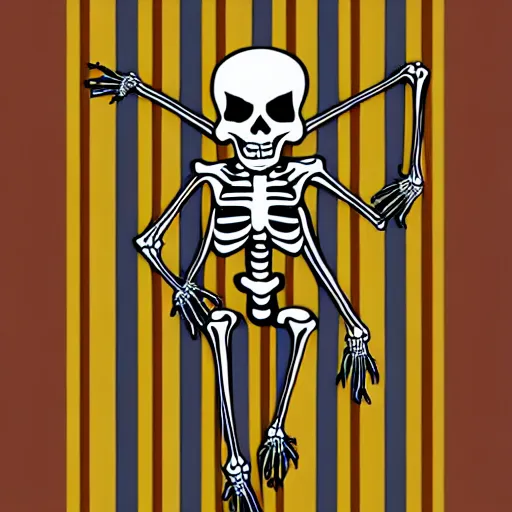 Image similar to skeleton wearing striped pajamas, digital illustration in the style of tim jacobus and dungeons & dragons and magic the gathering, bedroom, nightcap, comfy, sleepy, dim lighting, detailed