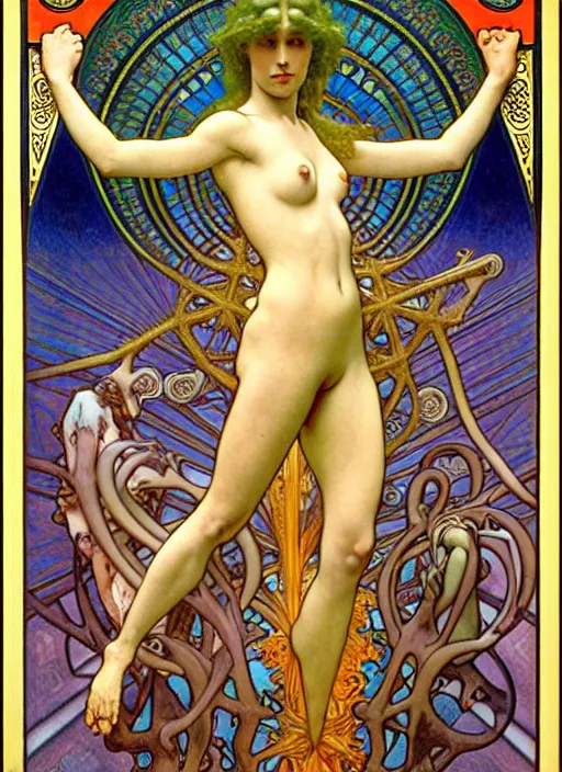 Image similar to mathemagic land, golden ratio, sharp focus, art by h. r. giger and ernst haeckel and jean auguste dominique ingres and john william godward, alphonse mucha, james jean, simon bisley,