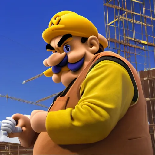 Image similar to realistic wario working at a construction site