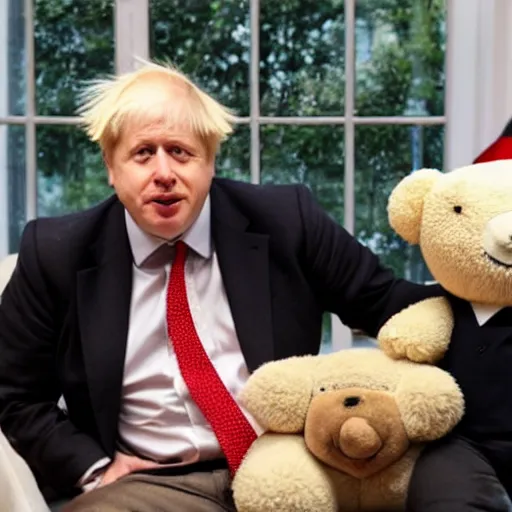 Image similar to boris johnson being interviewed about his teddy