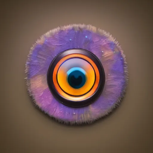 Image similar to cardboard camera, floating, extreme closeup, center frame, symmetric, rim light, marine microbiology, bioluminescence, electric, fur, soft, concept art, intricate details, highly detailed, colorful, photorealistic, disney pixar, octane render, iridescent, anime, 8 k