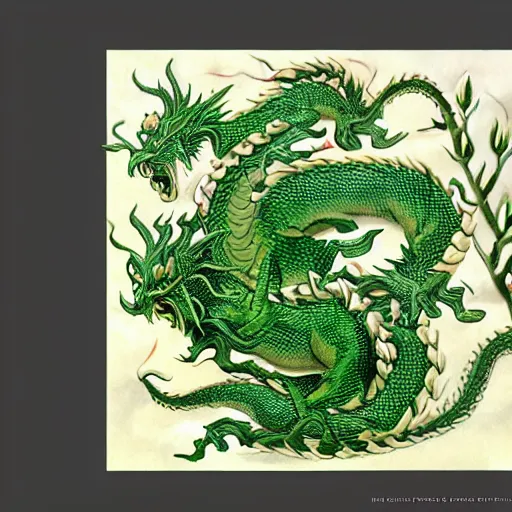 Image similar to green dragon surrounded by rosebuds, by mc escher, trending on artstation, intricate, elegant