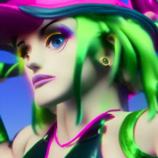 Prompt: cinematic scene with bella thorne as jolyne kujoh from jojo's bizzare adventure, dramatic, small details, volumetric lighting, still frame