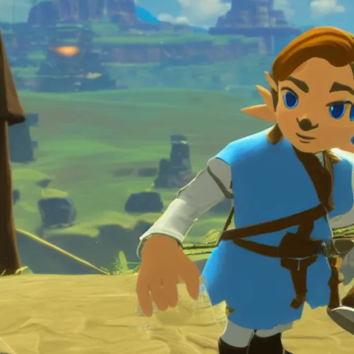 Prompt: Film still of Frank Sinatra, from The Legend of Zelda: Breath of the Wild (2017 video game)