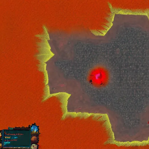 Prompt: TzKal-Zuk at the Inferno, old school runescape, lava river, magma, large shield of magma, obsidian pillars