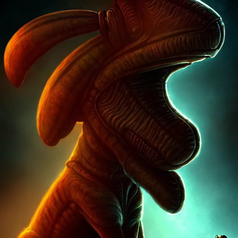 Prompt: epic professional digital art of alien snoopy, atmospheric lighting, painted, intricate, detailed, by bruce breneise, wayne haag, reyna rochin, ignacio fernandez rios, best on artstation, cgsociety, epic, stunning, gorgeous, much wow, cinematic, masterpiece