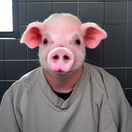 Image similar to inmate wearing cute mini pig head