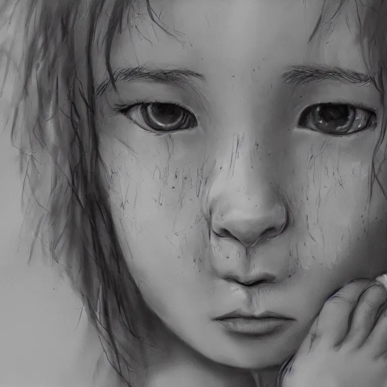 Image similar to close up of a girl crying by katarina gor, highly detailed, trending on art station, award winning