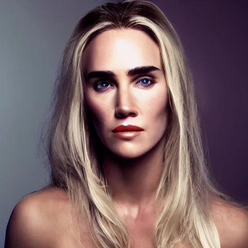 Prompt: blonde hair Jennifer Connelly, realistic, photo studio, HDR, 8k, trending on artstation