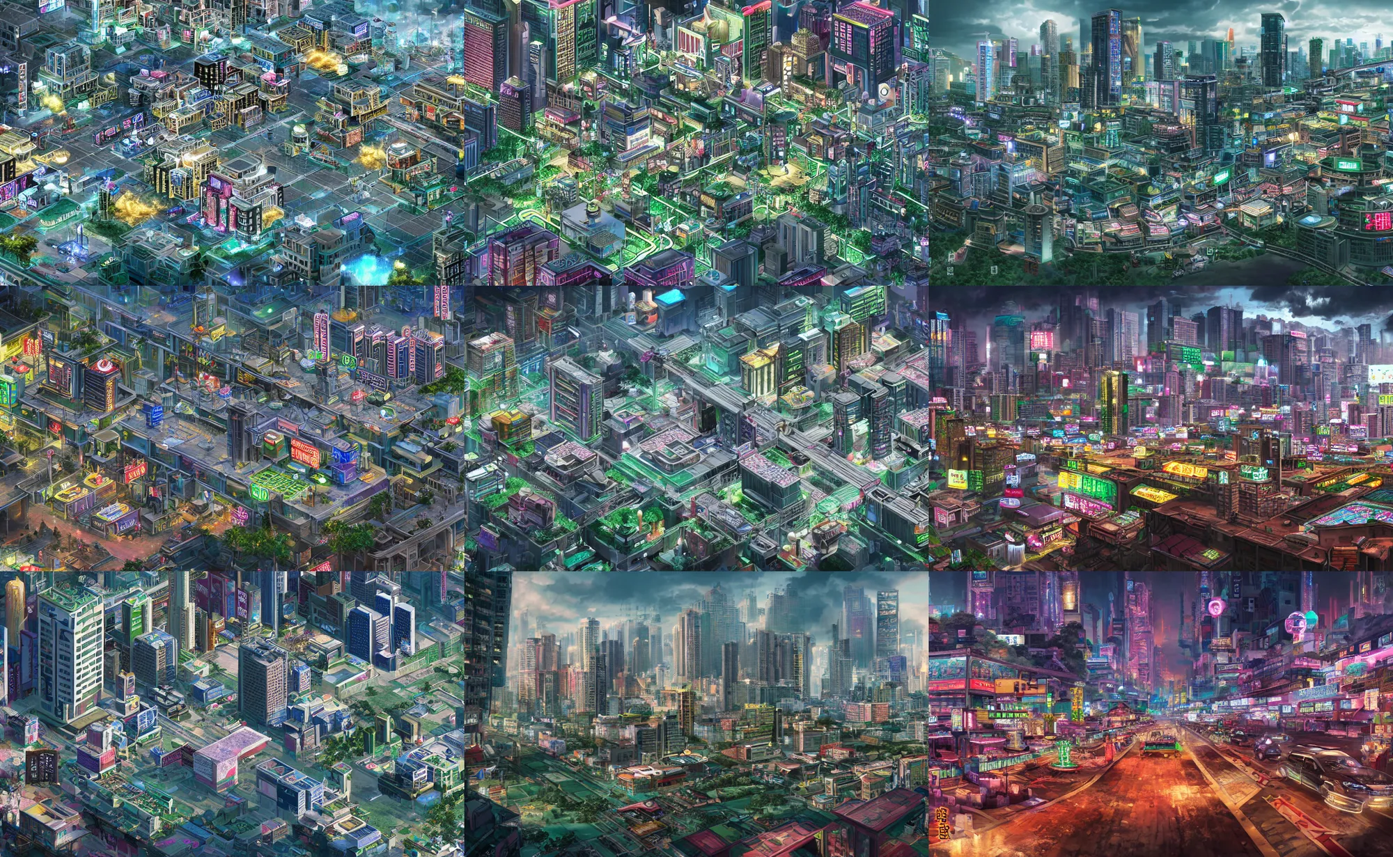 Image similar to Mahjong district on fortune world, the mahjong gambling district on a planet devoted to money and gambling, distant future megacity cityscape, street scene, low camera, cinematic lighting, detailed concept art matte painting, hyperrealistic