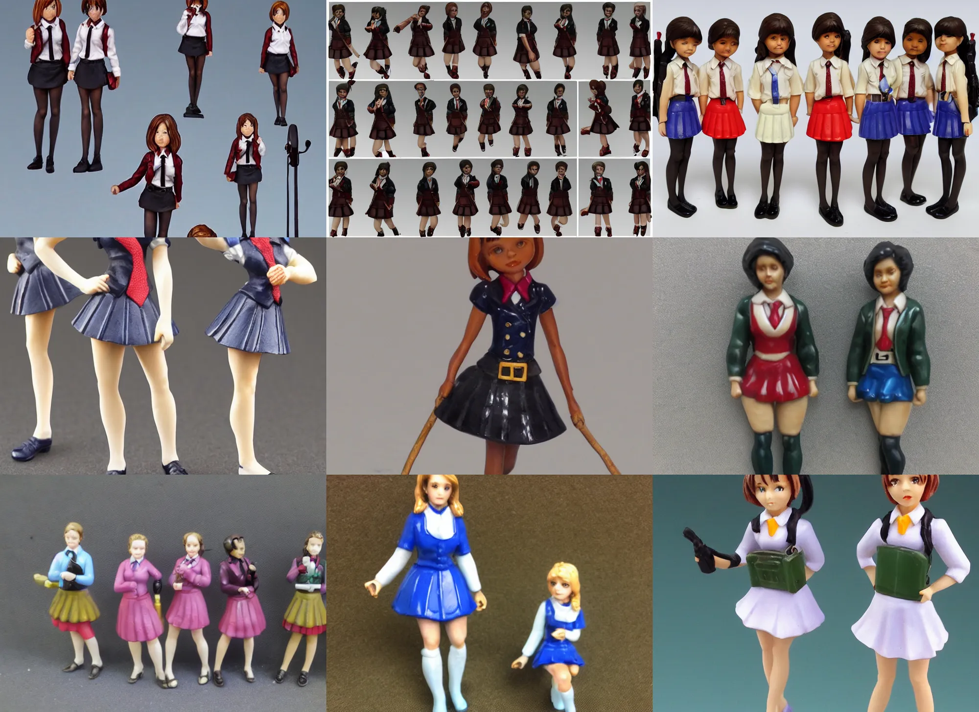 Prompt: Image on the store website, eBay, Full body, 80mm resin detailed miniature of a school girls