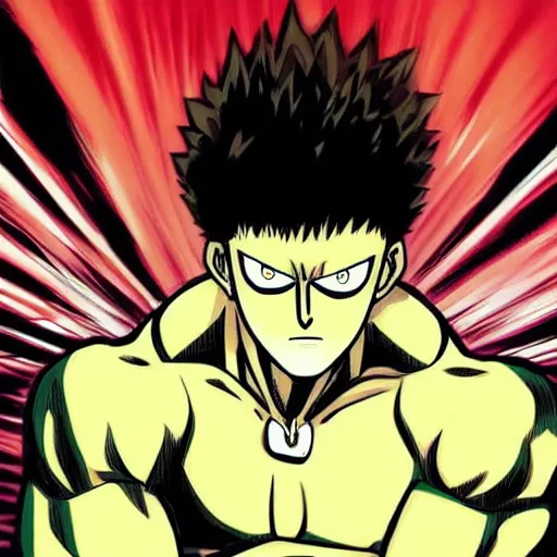 Prompt: one punch man manga artstyle hulk