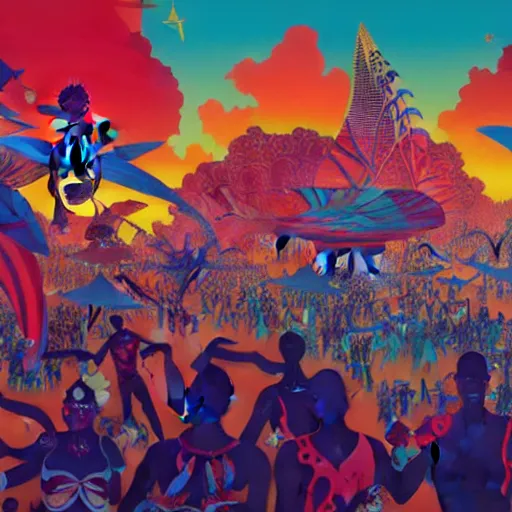 Prompt: trinidad and tobago carnival by paolo eleuteri serpieri and tomer hanuka and chesley bonestell and daniel merriam and tomokazu matsuyama, unreal engine, high resolution render, featured on artstation, octane, 8 k, highly intricate details, vivid colors, vector illustration