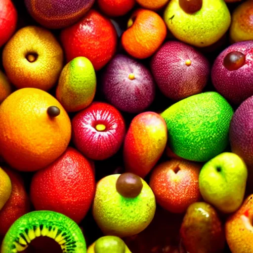 Image similar to a bowl of alien fruit, from another planet, exotic, hyper - realistic, high detail