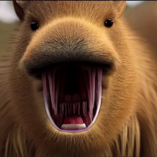 Image similar to hyperrealistic dslr film still of justin bieber with anthropomorphous capybara teeth, stunning 8 k octane comprehensive 3 d render, inspired by istvan sandorfi & greg rutkowski & unreal engine, perfect symmetry, dim volumetric cinematic lighting, extremely hyper - detailed, incredibly real lifelike attributes & flesh texture, intricate, masterpiece, artstation, stunning