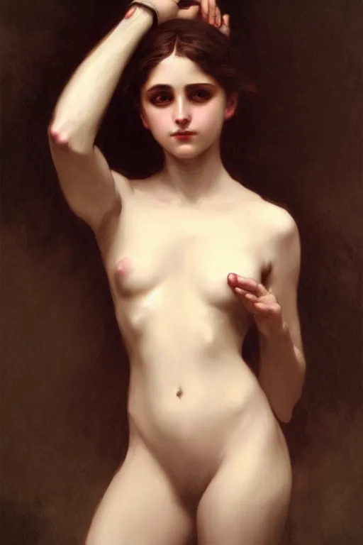 Prompt: victorian dark girl, painting by bouguereau, detailed art, artstation