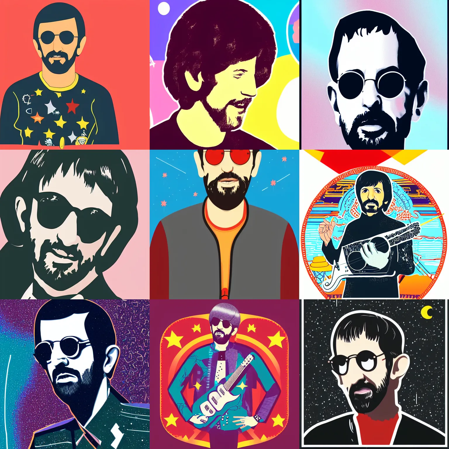 Prompt: a Kurzgesagt illustration of Ringo Starr