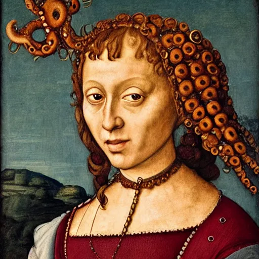 Prompt: a renaissance style portrait of a giant octopus