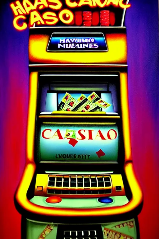 Prompt: a hyperrealistic painting of a nightmare at the casino broken atm machines spewing money, riots, colorful light slot machines, cinematic horror by chris cunningham, lisa frank, richard corben, highly detailed, vivid color,