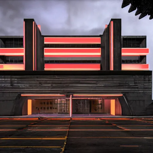 Prompt: neon brutalist architecture, ultrarealistic, sharp