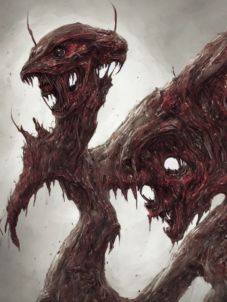 Image similar to a horrifying alien looking creature, concept art, digital art, detailed