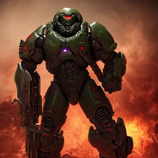 Image similar to doom slayer from doom eternal, photography