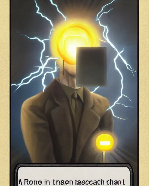 Image similar to a magic the gathering card called generate art the card art is a portrait of a machine painting itself, matte oil on canvas in the style of René Magritte, trending on artstation, extremely detailed, soft lightning, 4k, 8k, HD