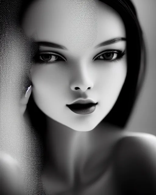Image similar to black and white dreamy young beautiful female artificial intelligence, cinematic, rim light, photo - realistic, elegant, high detail, 8 k, masterpiece, photo taken in 1 9 3 0