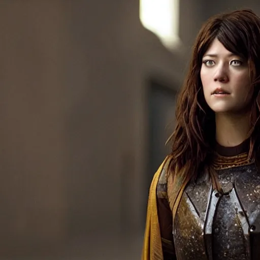 Prompt: mary elizabeth winstead as a warrior in a dystopian future