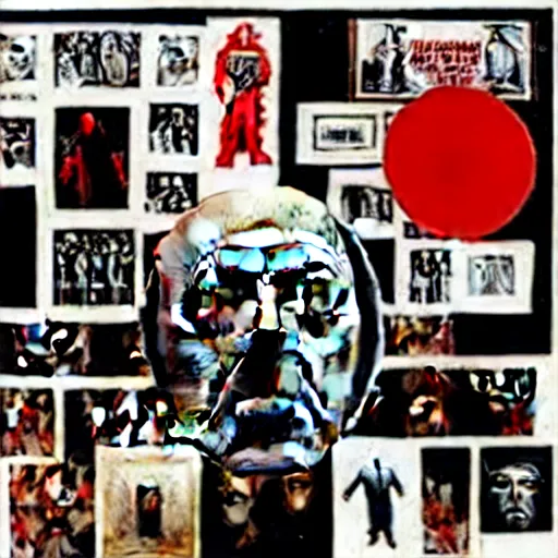 Image similar to a paper collage of armageddon, a god of death stands in the middle, kurt schwitters, richard hamilton, joe webb, chambliss giobbi, lynn skordal, derek gores, barbara kruger, jacques villegle.