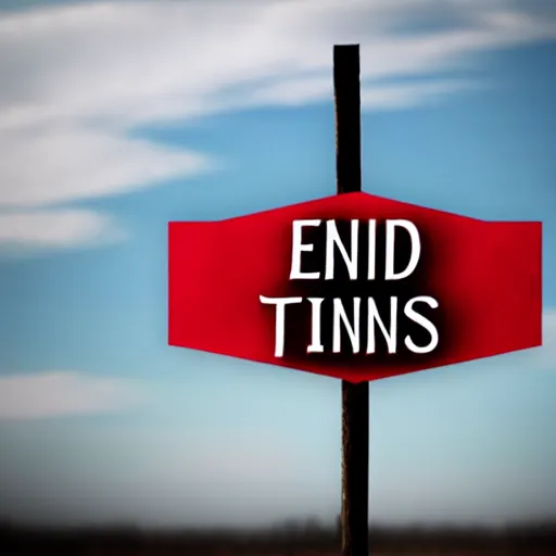 Image similar to 'END TIMES' sign that reads: END TIMES