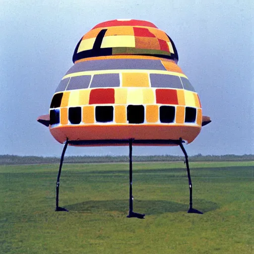 Prompt: An ufo built by chickens painted by Gerhard Richter