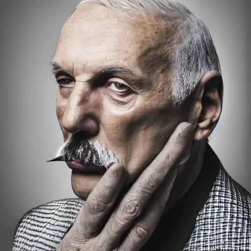 Image similar to old freddie mercury singer at age 7 5 years old, color ( sony a 7 r iv, symmetric balance, polarizing filter, photolab, lightroom, 4 k, dolby vision, photography award ), vogue, perfect face, movie poster