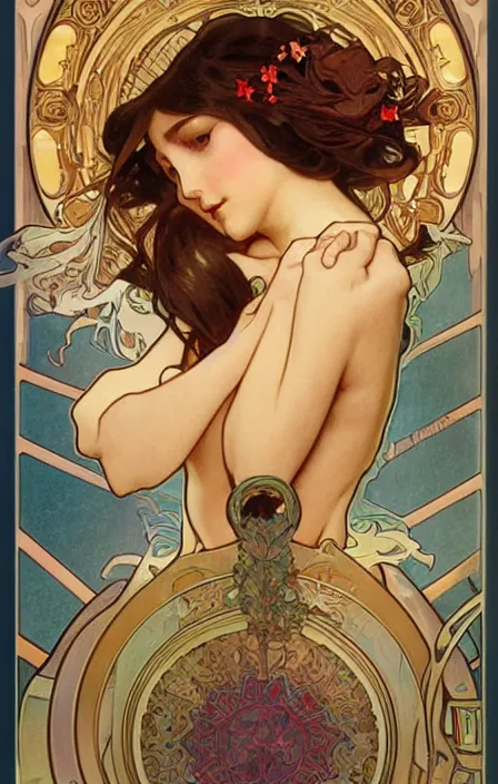 Image similar to bodice ripper book cover art by artgerm alphonse mucha, wlop