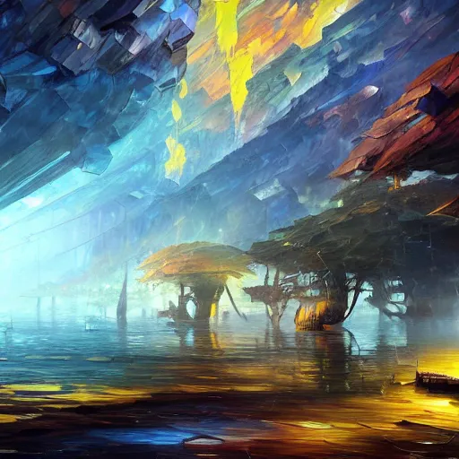 Prompt: cryengine render by android jones, syd mead, leonid afremov and john stephens