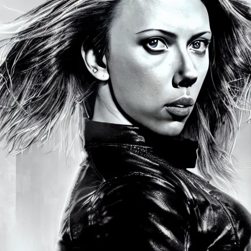 Image similar to photograph of Scarlet Johansson as a super hero, highly detailed, headshot Portrait.