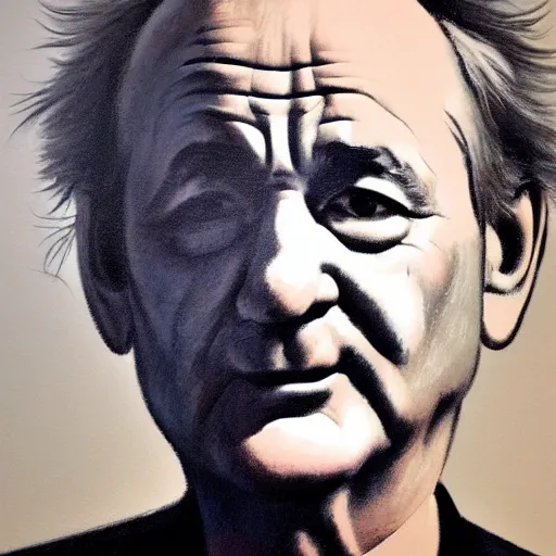 Image similar to close up portrait of bill murray painted by bobby chiu