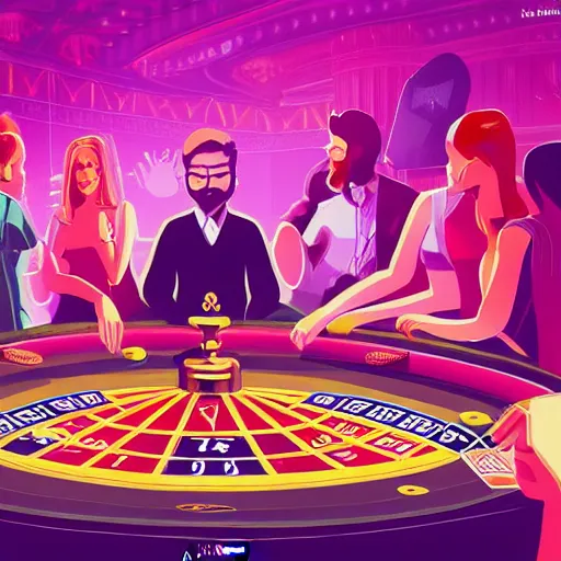 Prompt: detailed illustration of a casino roulette by alena aenami and annato finnstark