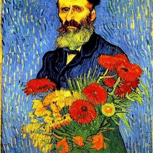 Image similar to portrait of herzl as a florist, long shot, painted by van gogh