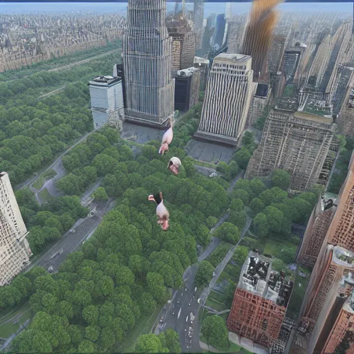 Prompt: a Virginia opossum with large wings flying over Central Park, photorealistic, unreal engine —width 1024