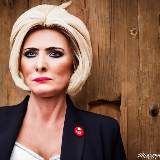 Image similar to female Donald Trump in bavarian dress , 50mm photography, high quality, 4K