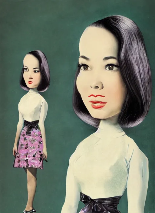 Prompt: nancy kwan as a mark ryden doll, detailed digital art, trending on artstation