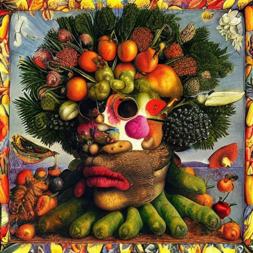 Image similar to album cover, psychedelic, giuseppe arcimboldo