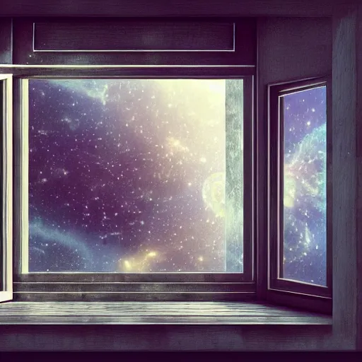 Prompt: the universe through a window, digital art, trending on artstation