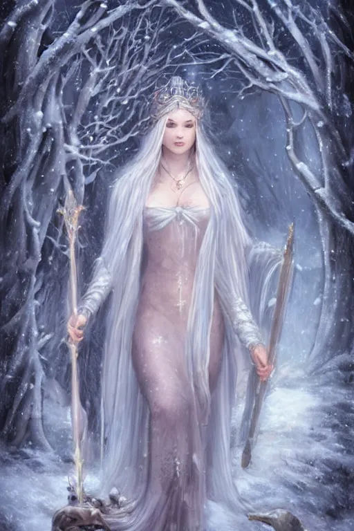 Prompt: The Goddess of Winter | fantasy art