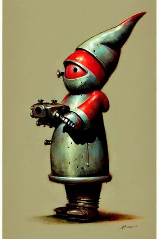 Prompt: (((((1950s retro robot knome. muted colors.))))) by Jean-Baptiste Monge !!!!!!!!!!!!!!!!!!!!!!!!!!!!!!