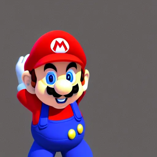 Prompt: mario 3d render with long noodle arms