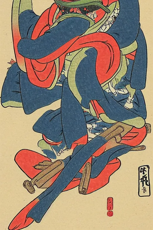 Image similar to samurai frog ukiyo-e