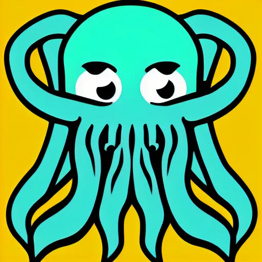 Image similar to cthulhu as ☺ emoji, telegram sticker design, flat design, glossy design, white outline