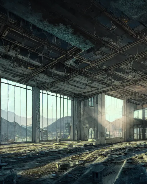 Prompt: a beautiful very detailed render of abandoned salt lake city, city industrial architecture building by zaha hadid, azeroth fisheye morning sun studio ghibli cyberpunk, archdaily, wallpaper, highly detailed, trending on artstation.